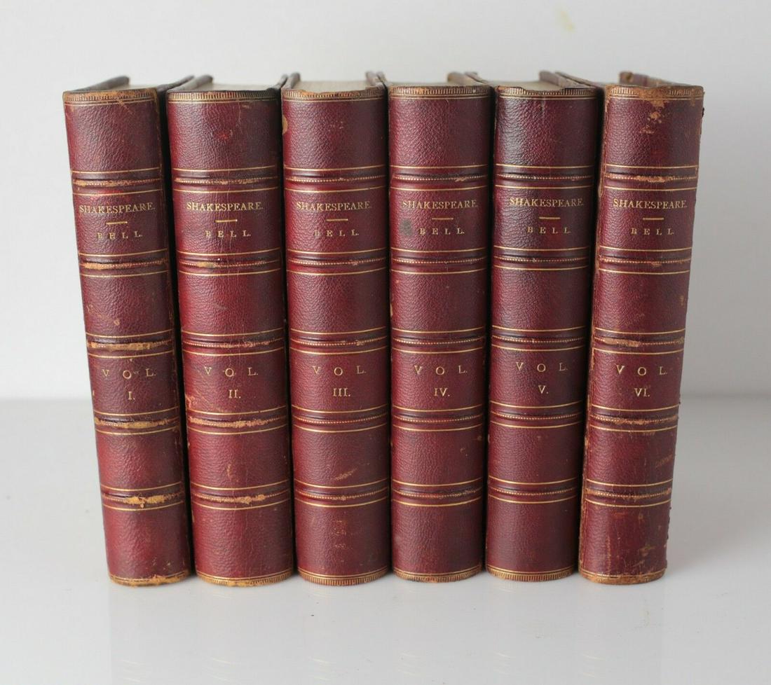 The Dramatic Works of Wiliam Shakespeare 6 volumes Henry Glass: The Dramatic Works of Wiliam Shakespeare, 6 volumes, introduction by Henry Glassford Bell. Published London and Glasgow: William Collins, Sons, & Company 1875. Illustrated frontis. The Tempest, Two ge