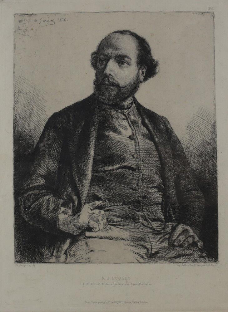 Charles Emile Jacque (French 1813-1894) Etching on laid paper Portrait M.J Luque (1 of 3)