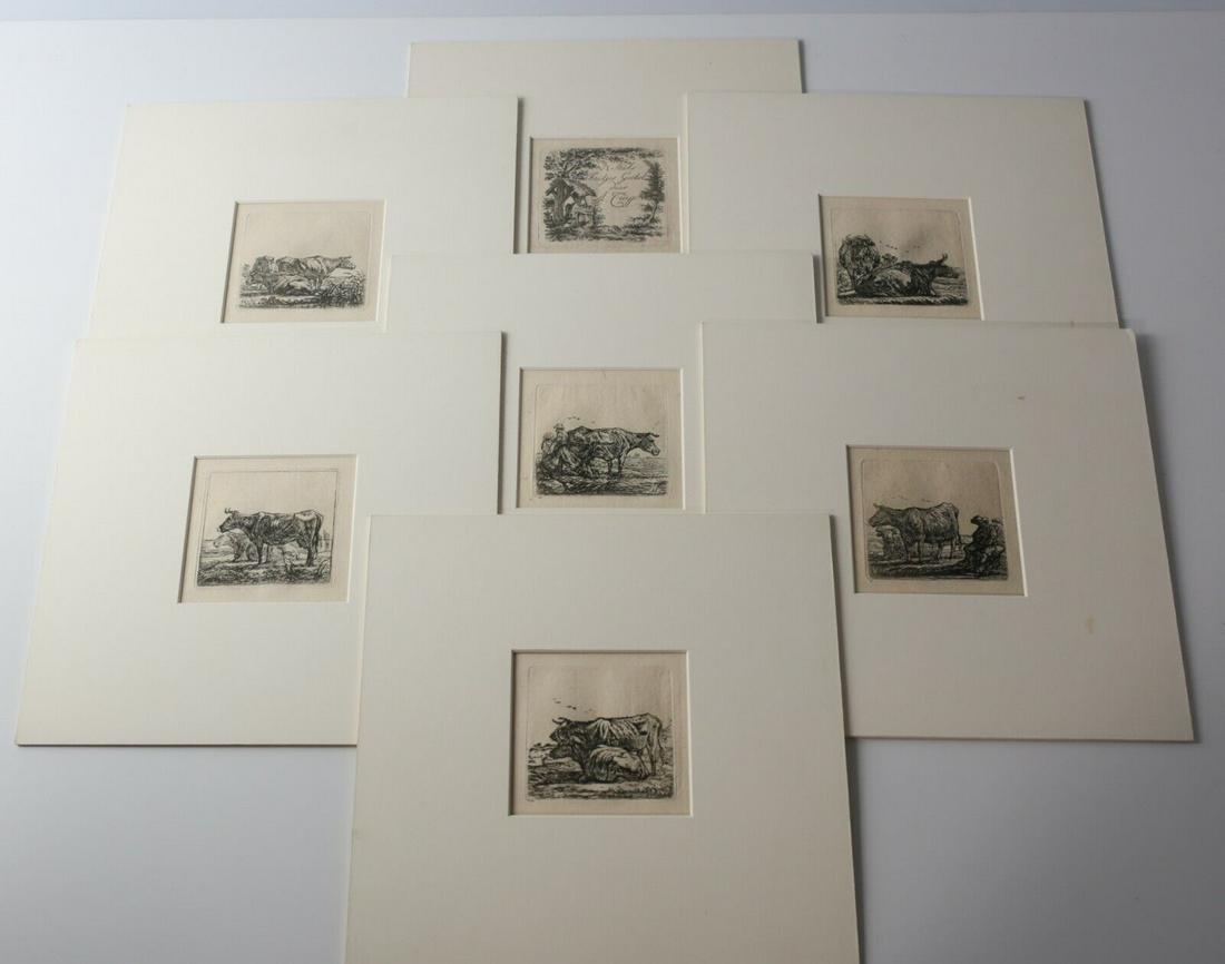 Aelbert Jacobsz Cuyp Dutch  1620-1691 Miniature Etchings 7pc VI Stuks Koitjes (1 of 8)