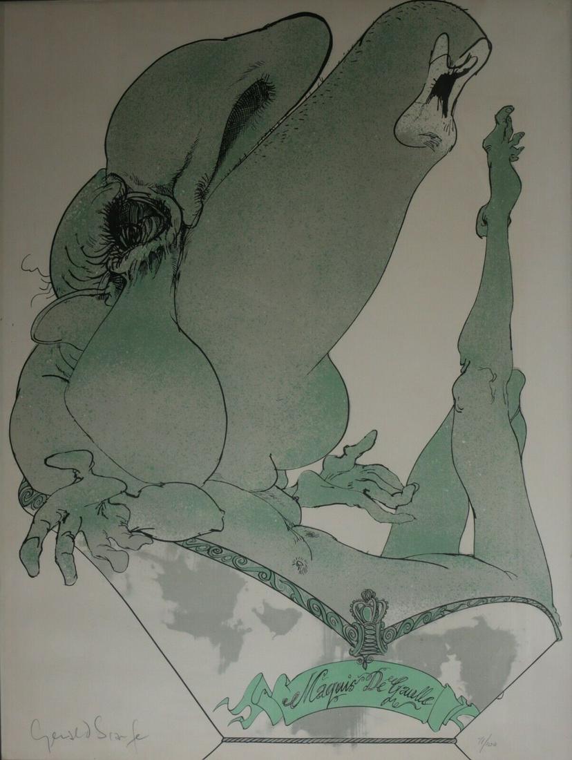 Gerald Scarfe (English 1936-) Lithograph â€œMarquis de Gaulleâ€ numbered signed (1 of 5)
