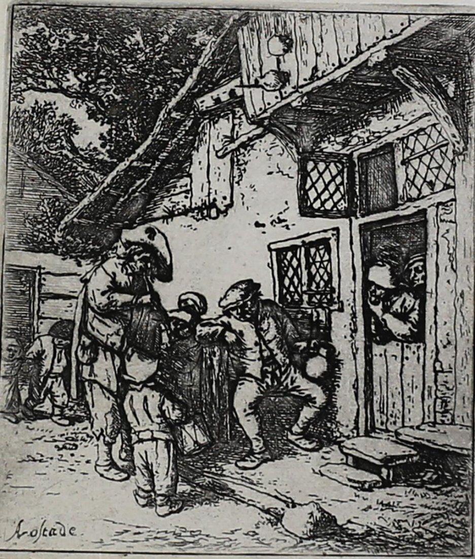Adriaen Jansz Van Ostade Dutch 1610-1685 Etching Wandering Musicians (1 of 3)