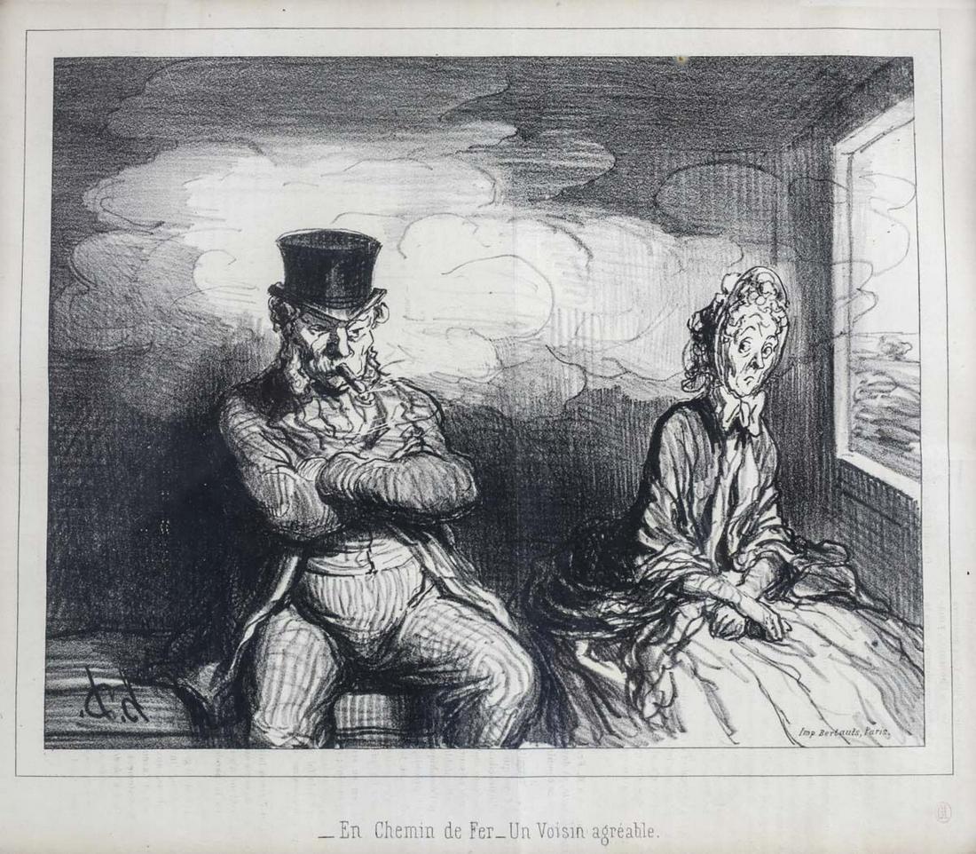 Honore Daumier France 1808 -1879  Lithograph En Chemin De Fer 1862 (1 of 4)