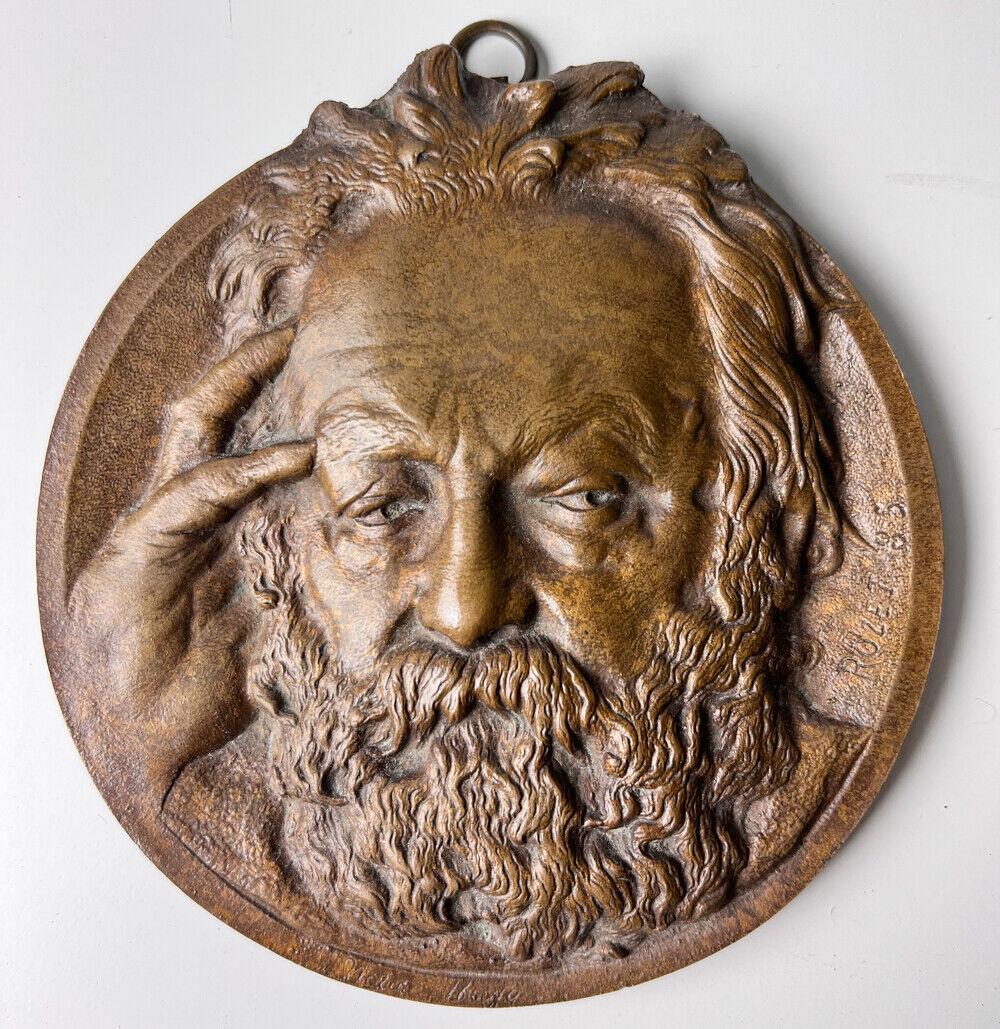 Rene Rozet French 1859 - 1939 Bronze Portrait Plaque, Victor Hugo (1 of 5)