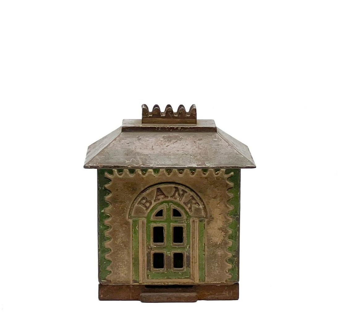 Cold Painted Cast Iron Crown Building Still Bank early example (1 of 8)