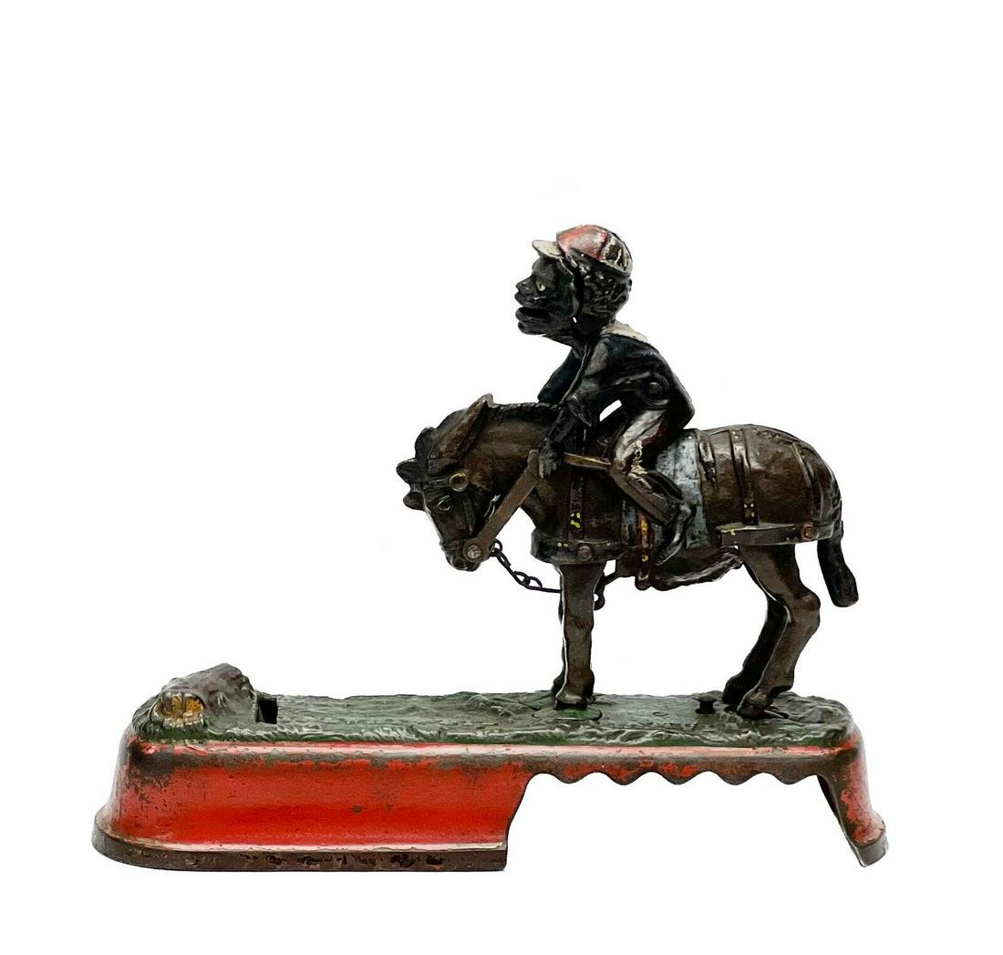 J&E Stevens Mechanical Bank I Always Did 'Spise a Mule Jockey on Horse Early (1 of 9)