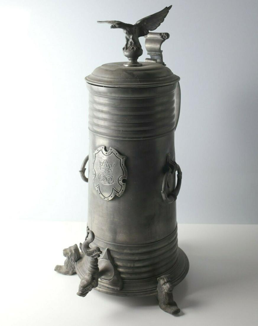 Monumental 18-19th Century German Pewter Guild Footed Guild Tankard Zunftkanne (1 of 9)