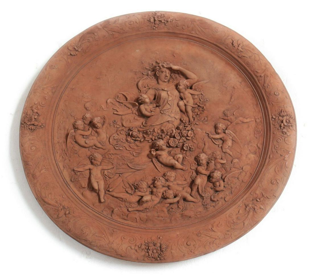 Antique Monumental Terracotta Wall Plaque Charger Early 20th Century (1 of 7)