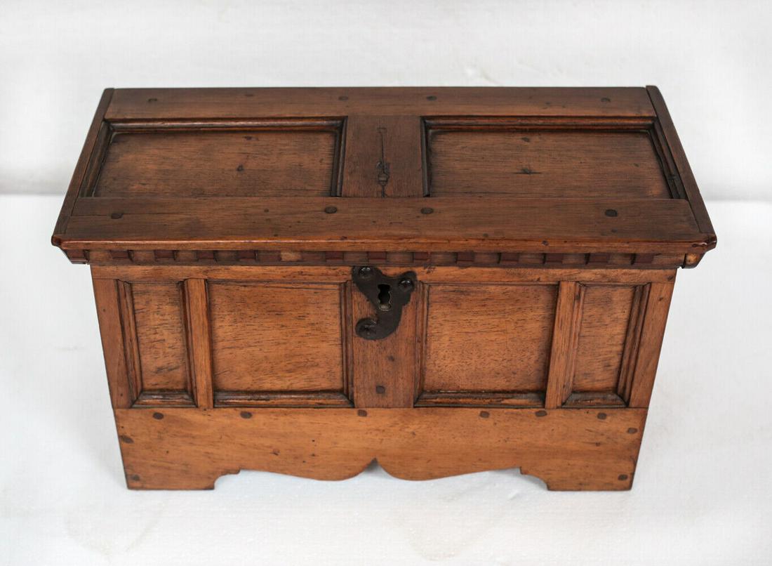 19th Century Miniature chest style box with iron mounts (1 of 7)