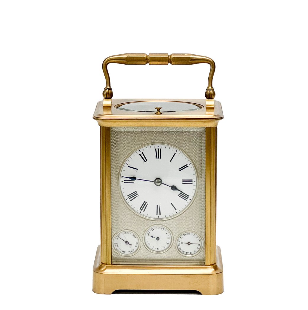 Brevete French Gilt Bronze & Glass Repeater Carriage Clock (1 of 9)