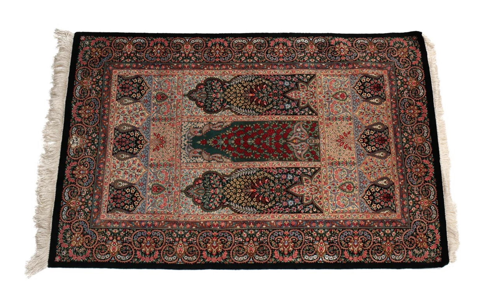 Silk Qum Prayer Rug  c1950 (1 of 8)