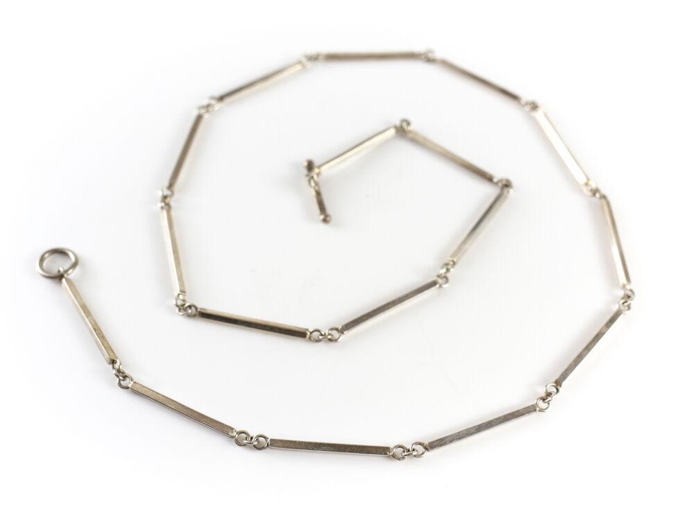 Vt Sterling Silver Modernist Necklace elongated rectangular links 28" Toggle (1 of 3)
