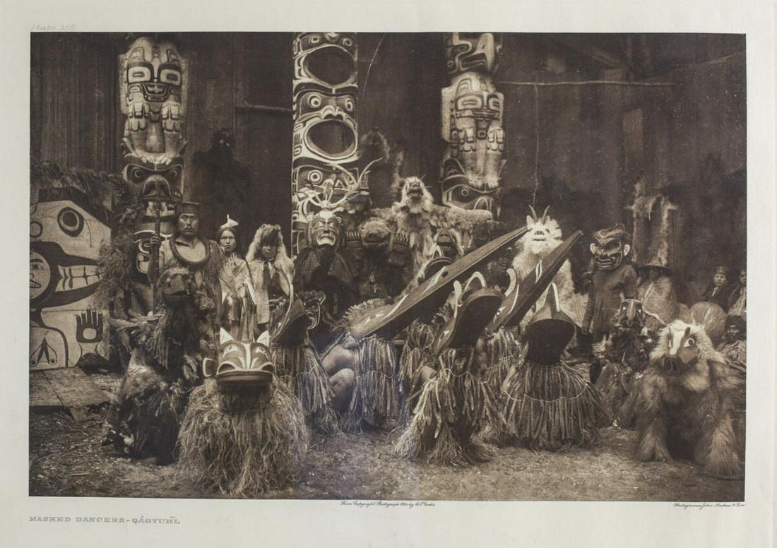 Edward S Curtis American 1868-1952 Photogravure Masked Dancers Qagyuhl (1 of 3)