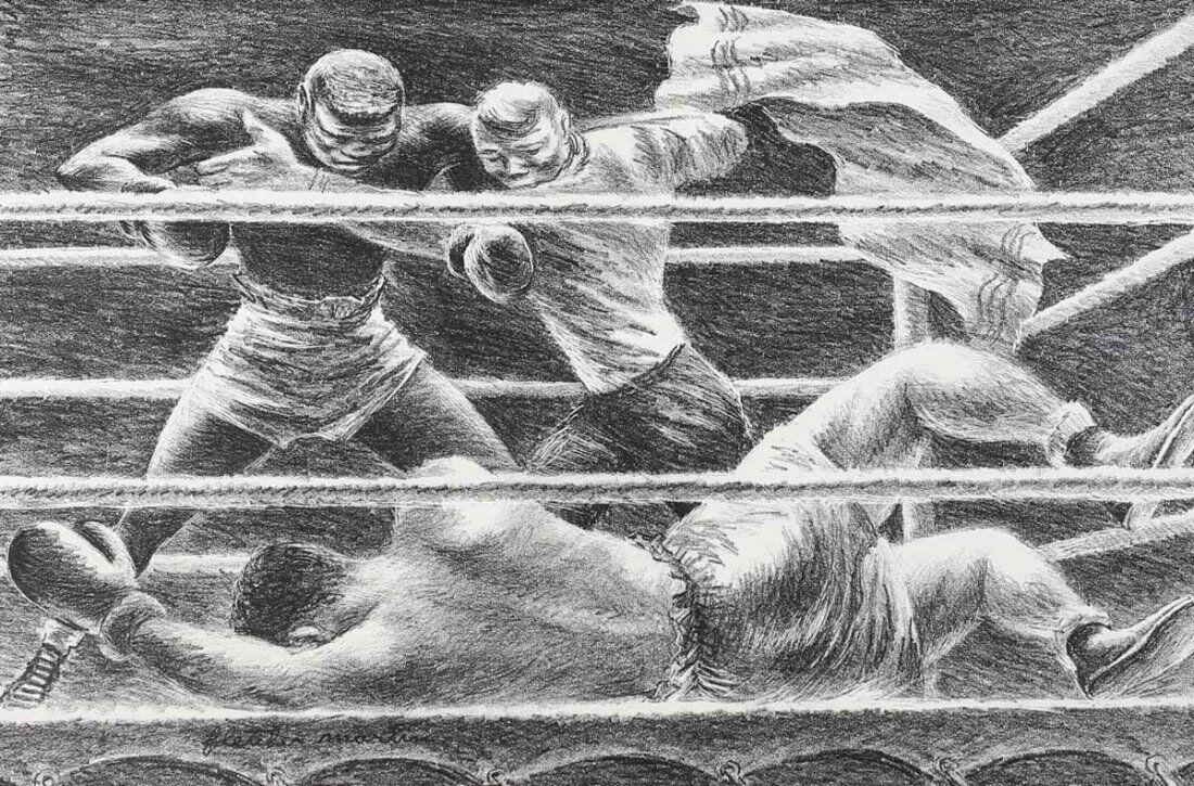 Martin Fletcher (American 1904-1979) Lithograph Lullaby, Boxing, Signed (1 of 4)