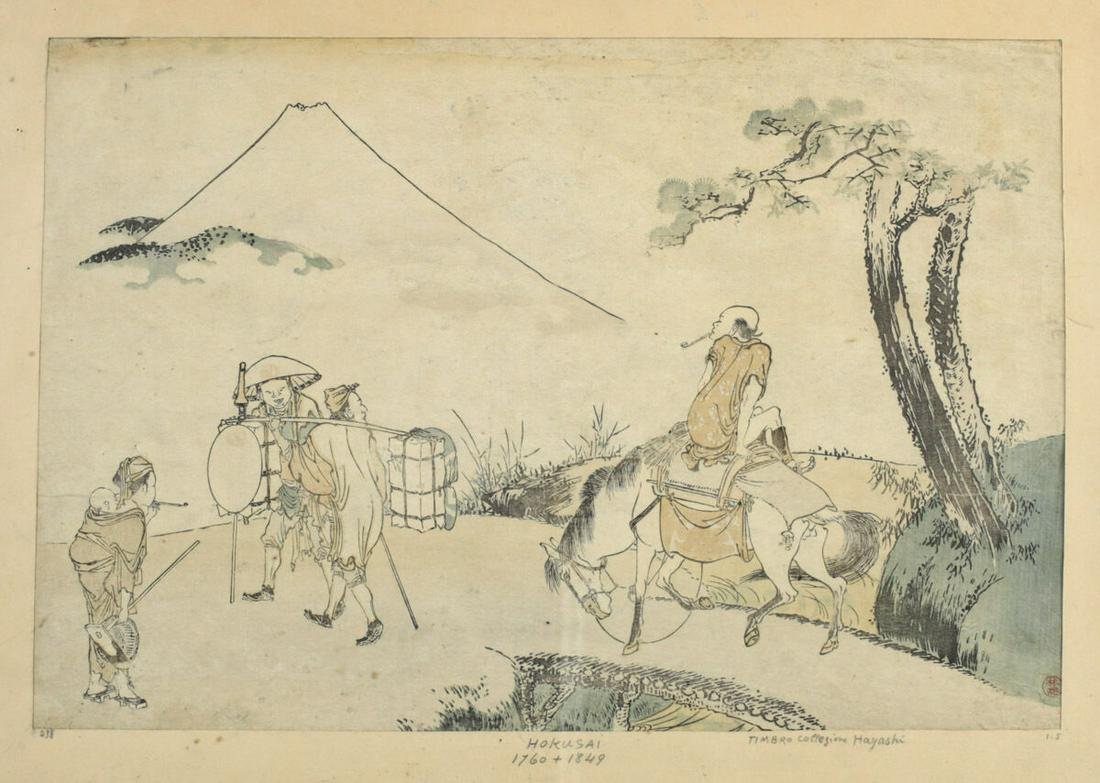 Attributed Katsushika Hokusai (Japan 1760-1849) Woodblock Print Man Horseback (1 of 4)
