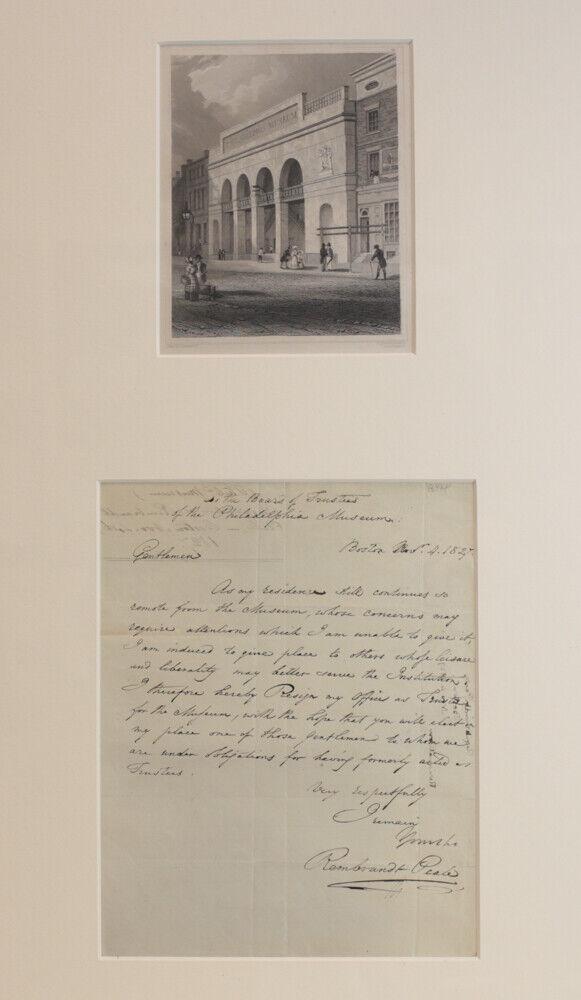 Rembrandt Peale Framed Autographed Signed inscribed document Resignation Letter (1 of 6)