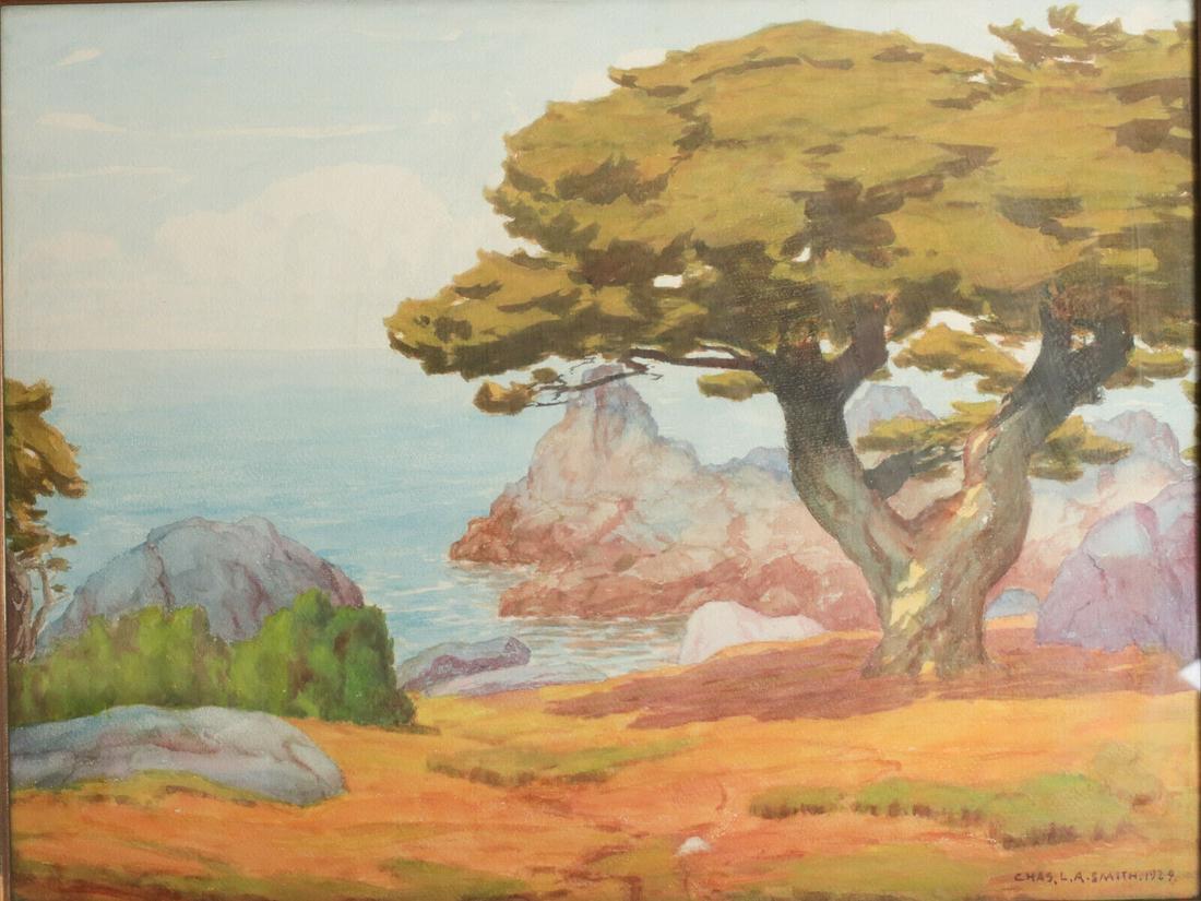 Charles L. A. Smith  California 1871 - 1937 Watercolor painting California Coast (1 of 6)