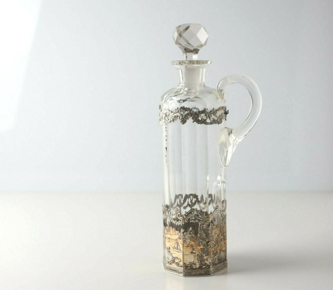 Late 19th Century Dutch Gilt 830 Silver mounted cut crystal cruet / decanter (1 of 10)