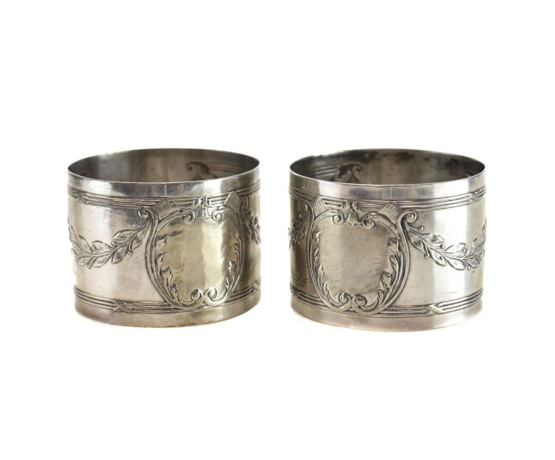 Pair of Aristide Le Clerc French Silverplate Napkin Rings. Makers mark c1910 (1 of 5)