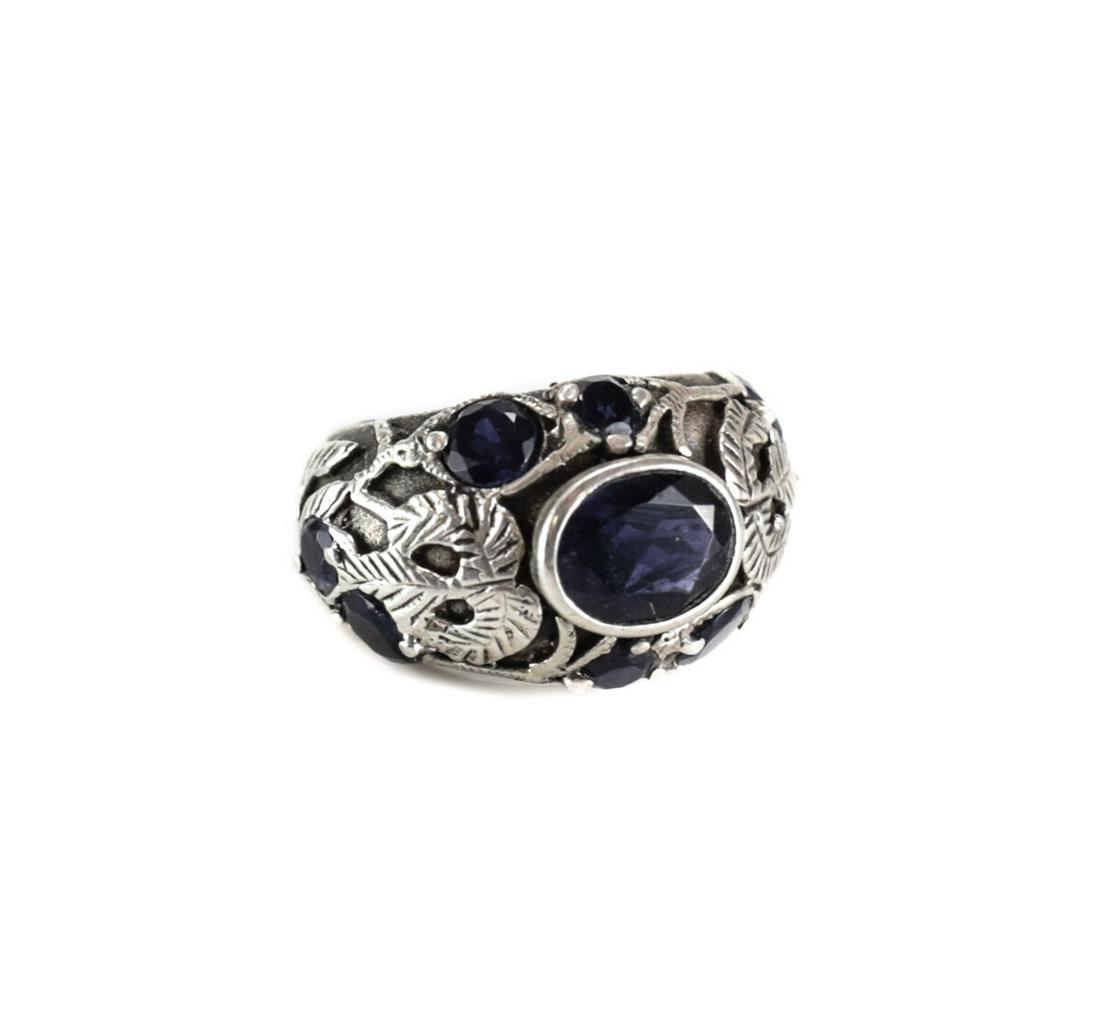 Vtg Sterling Silver Tanzanite ring, size 6.5 Large deep Blue violet colored oval (1 of 4)