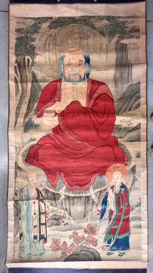 Large Vertical Silk Scroll painting Holy figure (1 of 10)