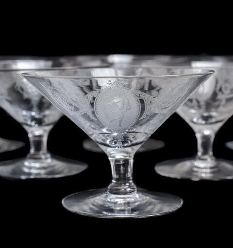 10pc Classic Tiffin Franciscan Etched Glass Low Sherbet Compote Glasses Dancer (1 of 3)