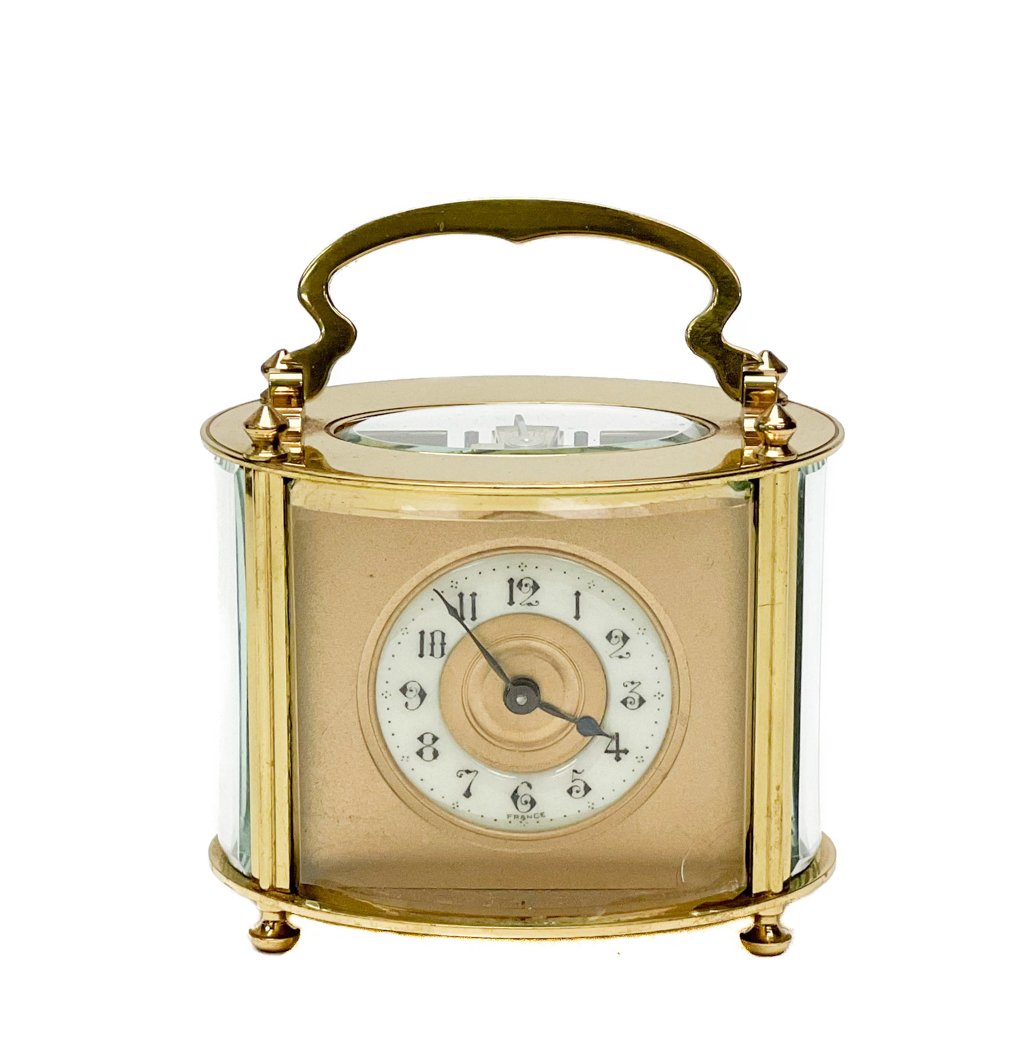Duverdrey & Bloquel France Gilt Bronze & Glass Carriage Clock with Leather Case (1 of 12)