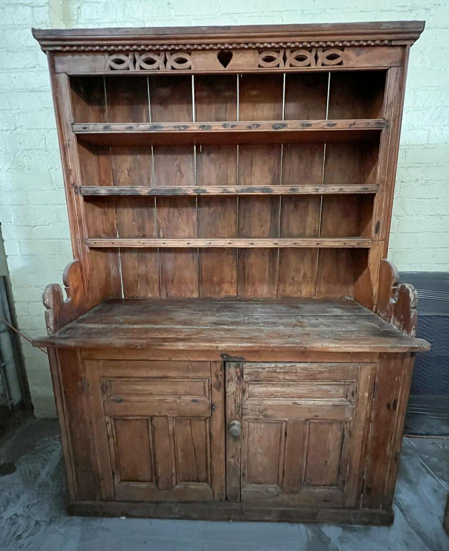 Rustic Oak Wood Hutch Two Door Cabinet (1 of 8)