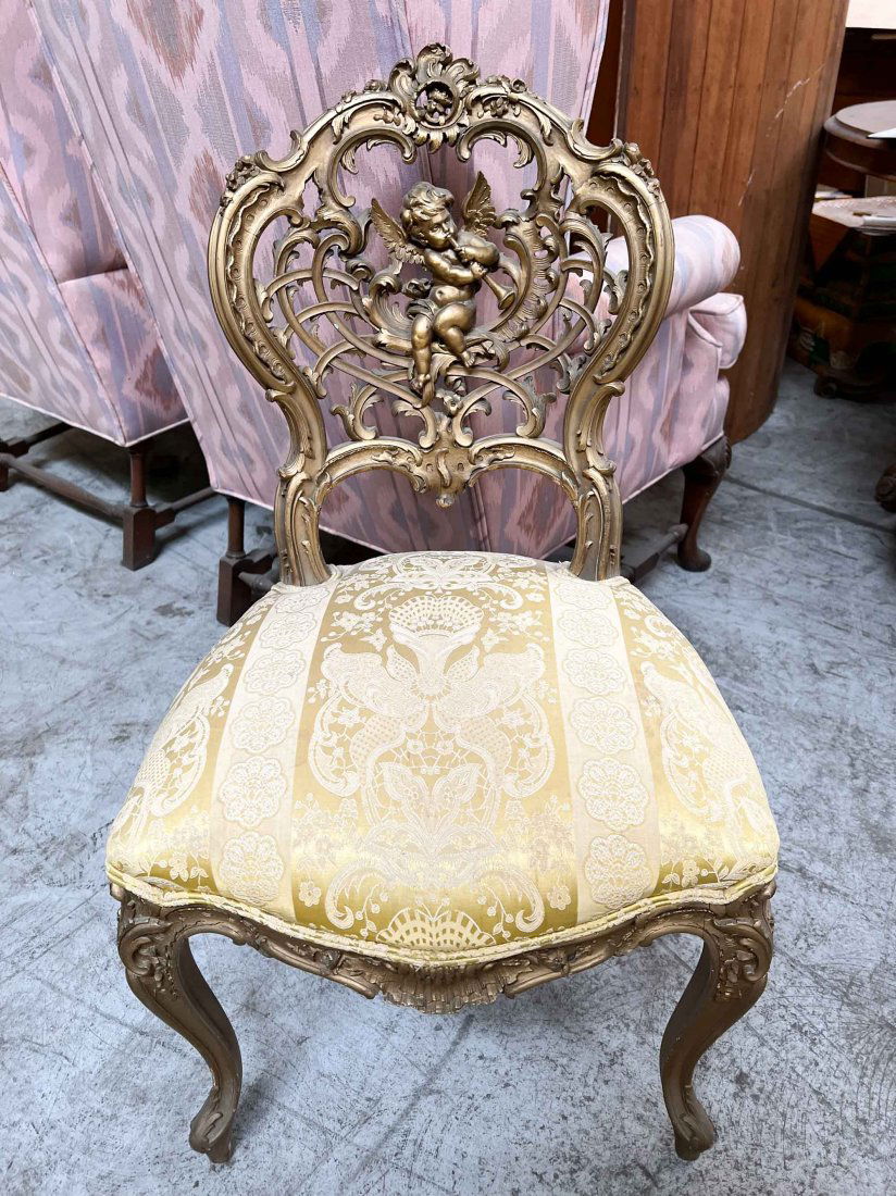 Gilt wood Cherub themed french style side chair (1 of 6)