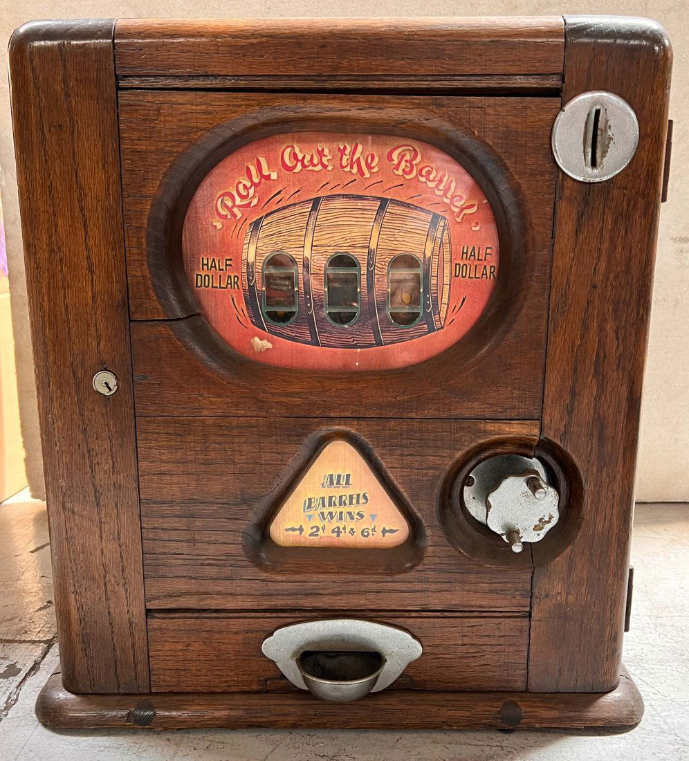 Brenners 'Roll out the barrel' three drum penny slot machine (1 of 6)