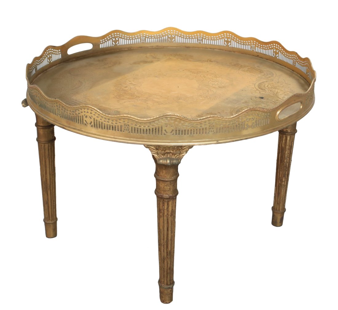 Antique Brass Galleried Tray Table (1 of 4)