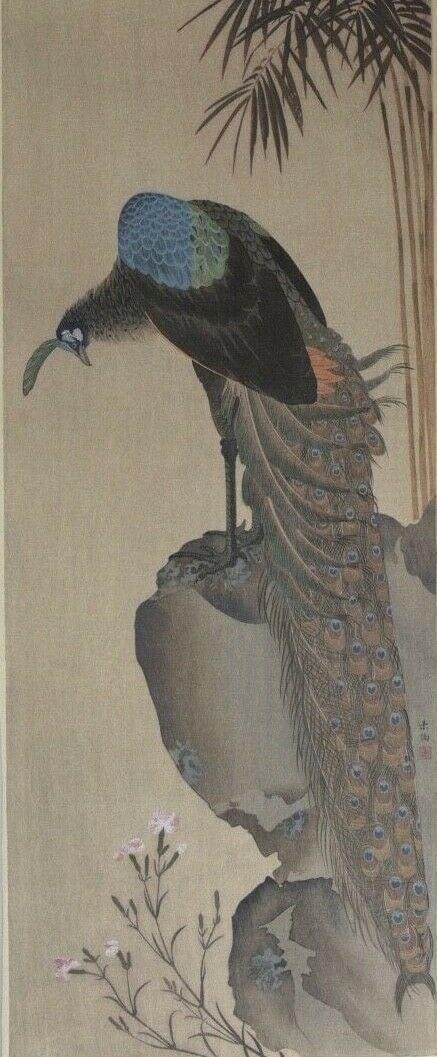 Soken Yamaguchi, Woodblock print, Peacock and Bamboo (1 of 5)