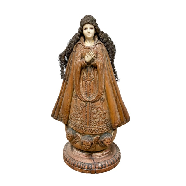 19th Century Immaculate Conception Wood Carved Santo Figure Spanish Colonial (1 of 9)
