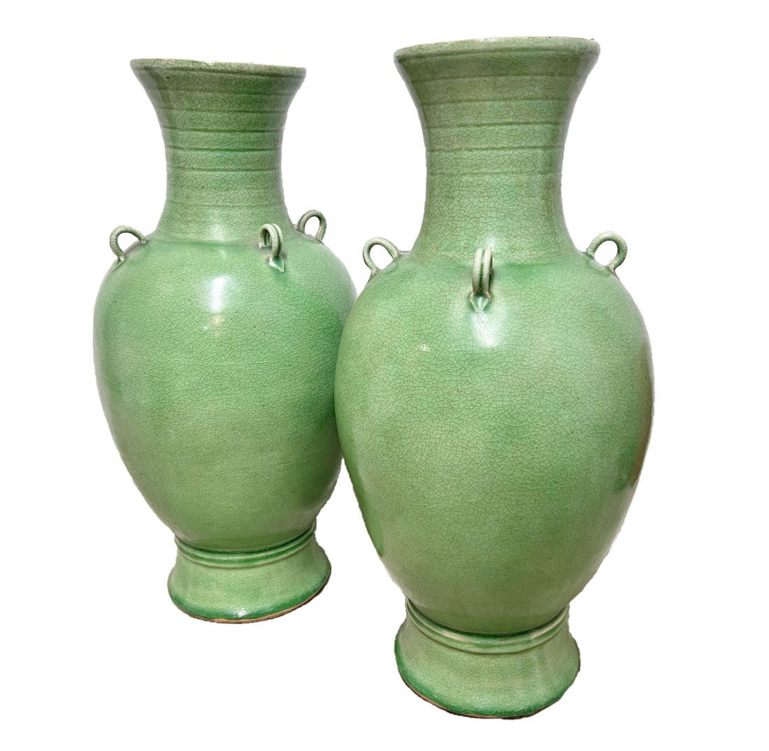 Pair of Chinese green ceramic vases (1 of 14)