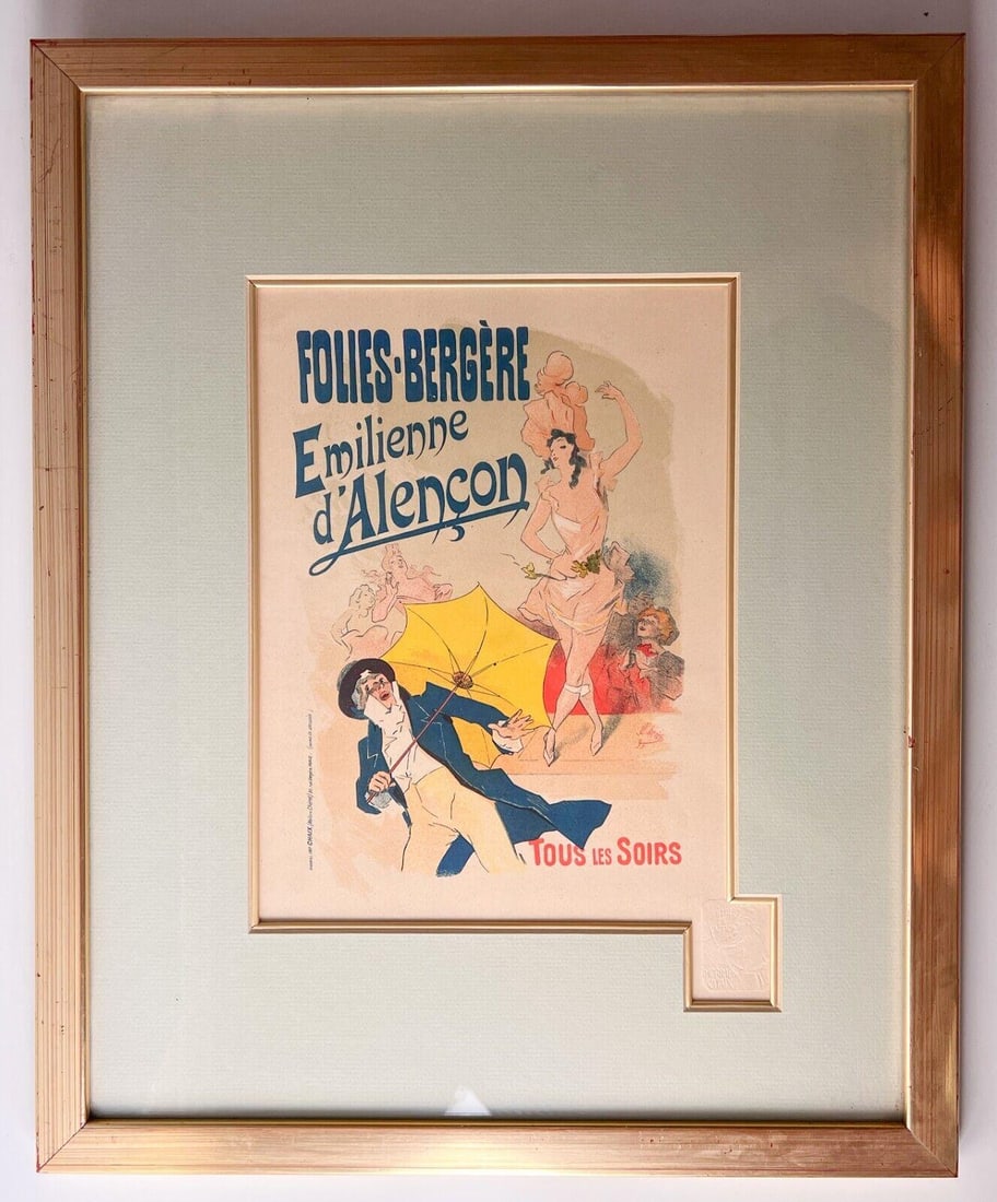 Jules Cheret French 1836-1932 Original Lithograph Folis Bergere Emilienne (1 of 6)