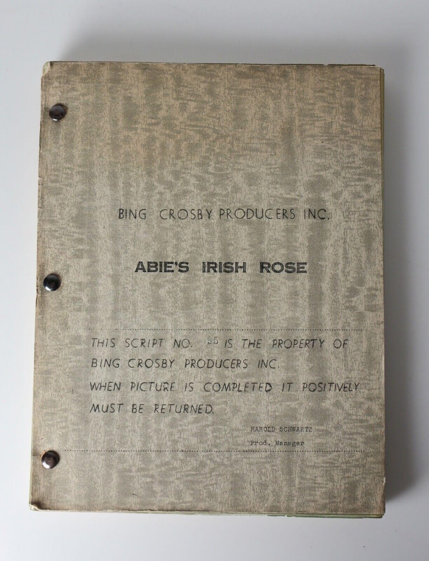 Bing Crosby Producers Inc.1946 Movie Script ABIE'S IRISH ROSE Joanne Dru (1 of 6)