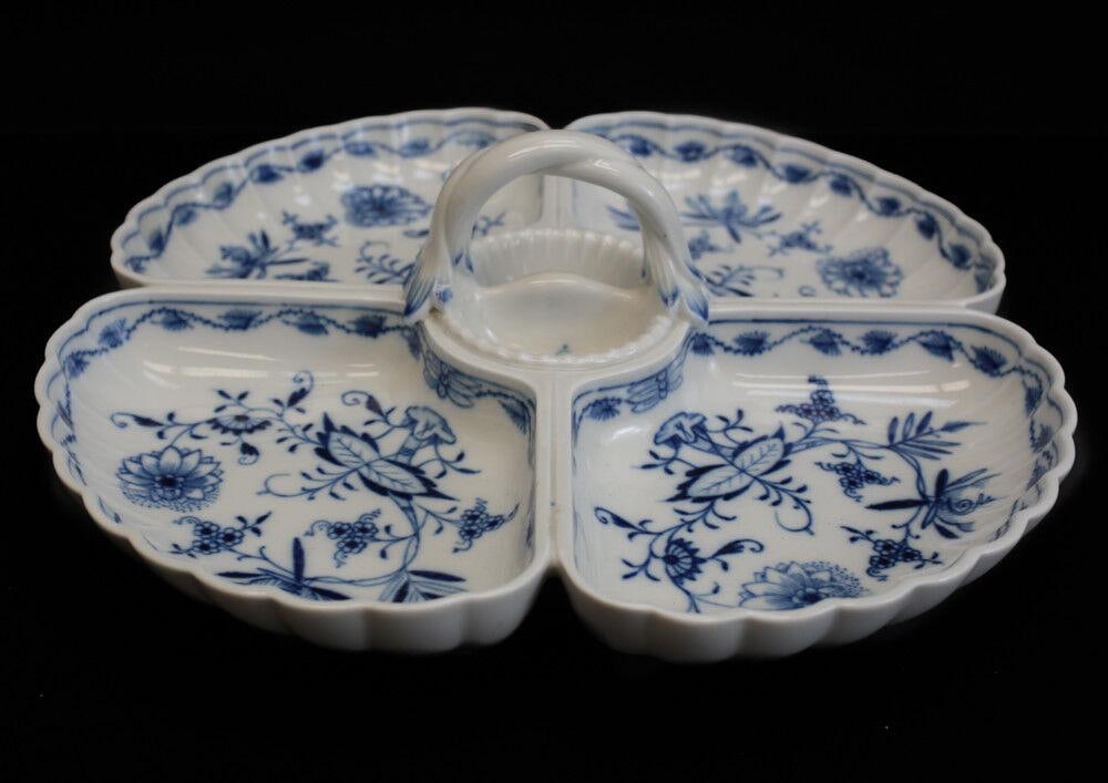 Meissen Blue Onion Large 13.75in  Divided Serving Relish Tray #56. Blue on white (1 of 5)