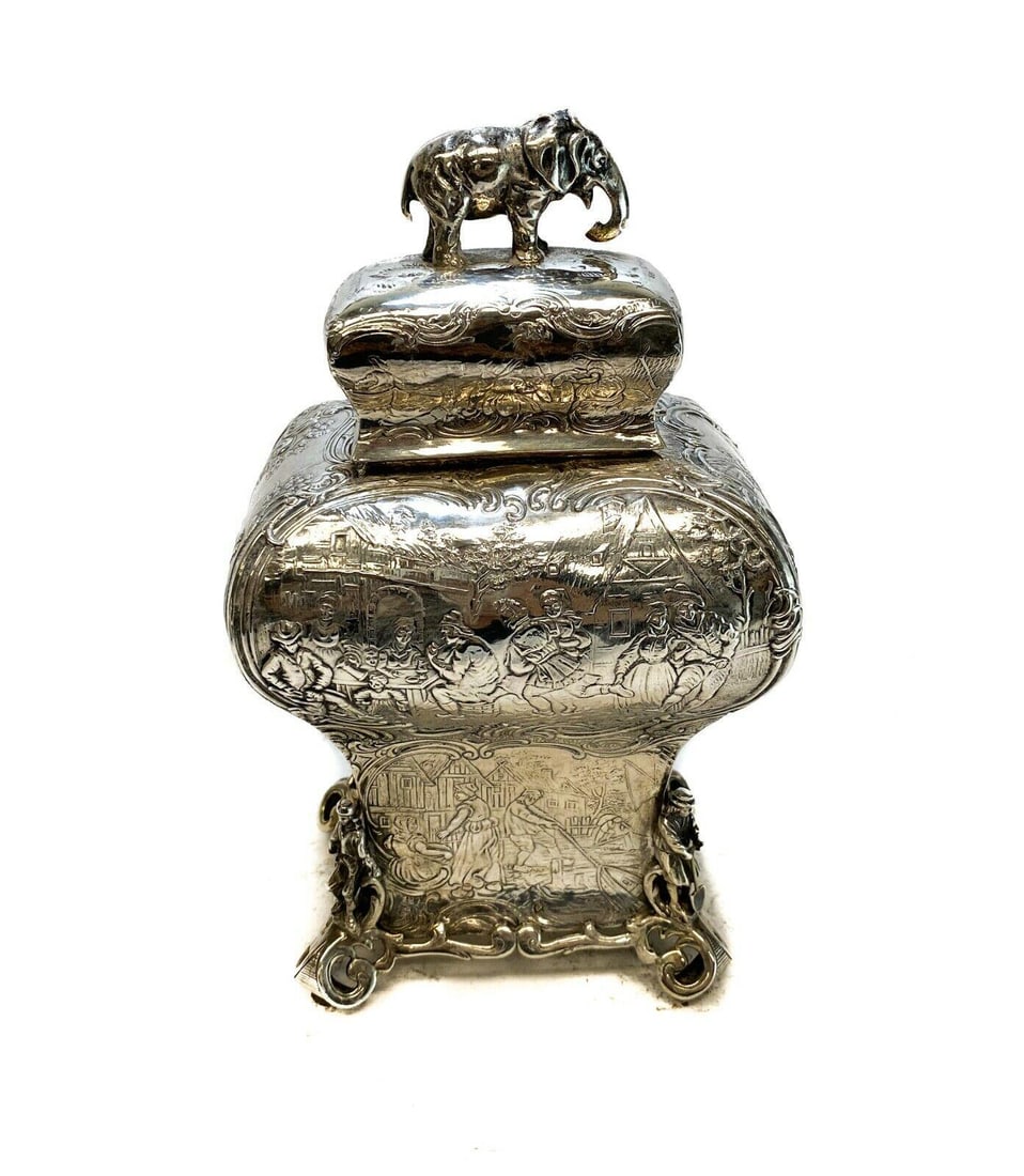 Gebruder Neumann German Hanau Silver Tea Caddy c1920 (1 of 4)