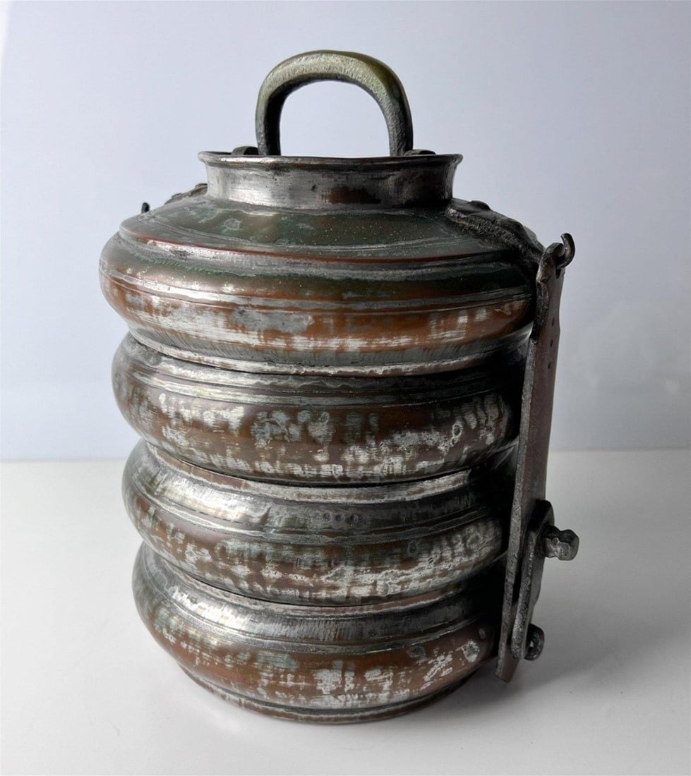 Islamic Hand Wrought Tinned copper stacking food pots (1 of 7)