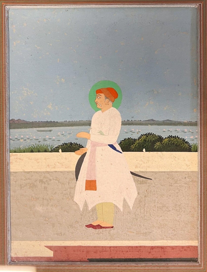 Indo Persian Miniature painting of man in white (1 of 4)