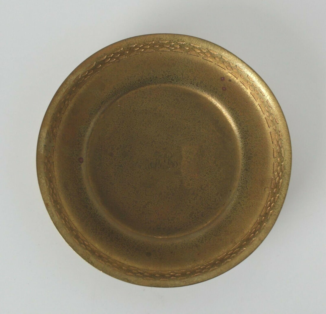 Tiffany Studios Dore Bronze Round Tray or plate Decorative rim No. 1704 (1 of 5)