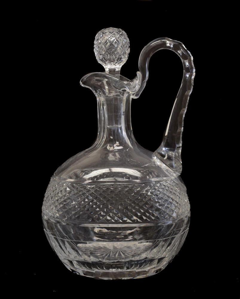 St. Louis France Crystal Handled Decanter Trianon pattern, Rare form (1 of 6)