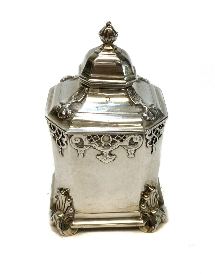 J.P. Niekerk Dutch 833 Silver Tea Caddy c1900 (1 of 3)