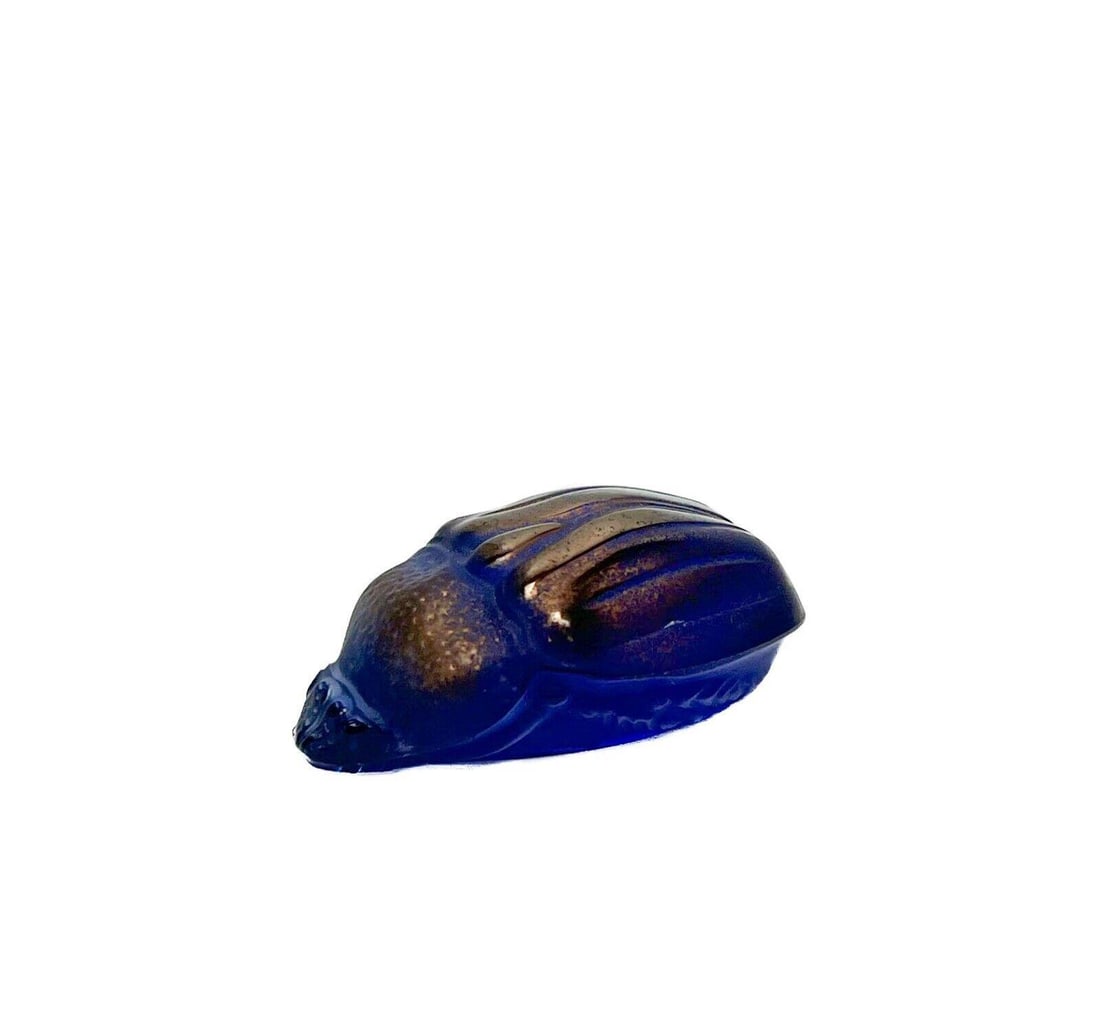 Lalique France Art Glass Beetle Scarabee Meloe Saphir Bronze #11776 with Box (1 of 4)