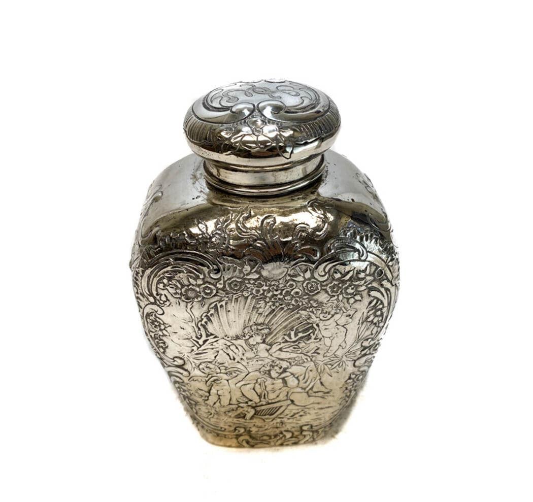 B. Neresheimer & Sohne German Hanau Silver Tea Caddy, (1 of 3)
