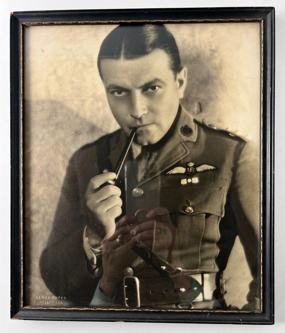 Photograph Richard Barthlemess black and white photography by Elmer Fryer: Photograph Richard Barthlemess, black and white photography by Elmer Fryer, Hollywood. Promotional photograph for the 1930 movie 'The Dawn Patrol', costarring Douglas Fairbanks Jr. Blind stamp lower l