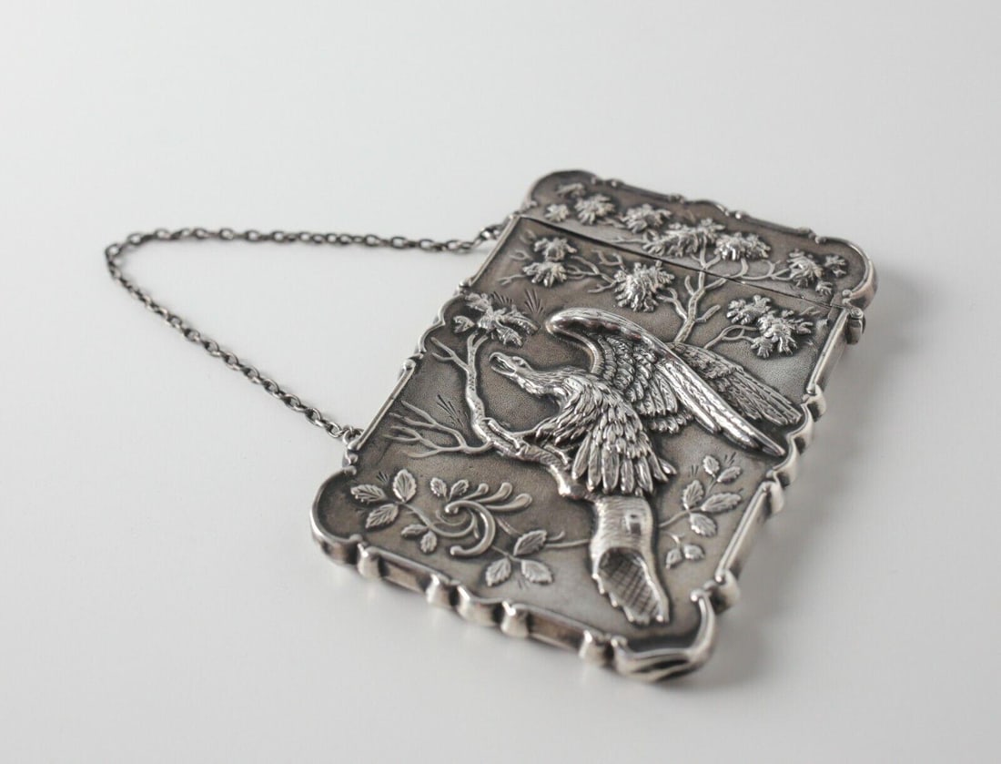 Continental 900 Silver Repousse Chatelaine Case  short chain  hinged opening (1 of 7)