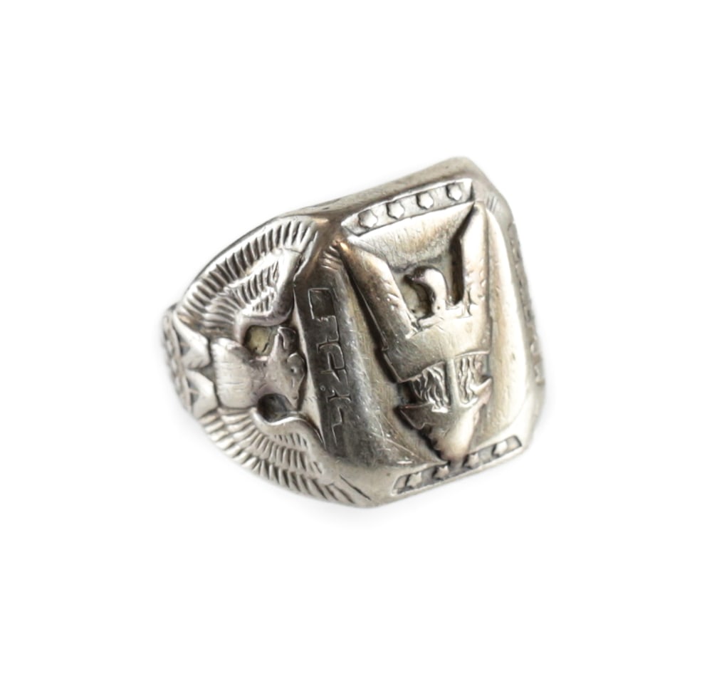 WWII E Pluribus Unum Sterling Silver Ring Eagle Size 8.75 (1 of 4)