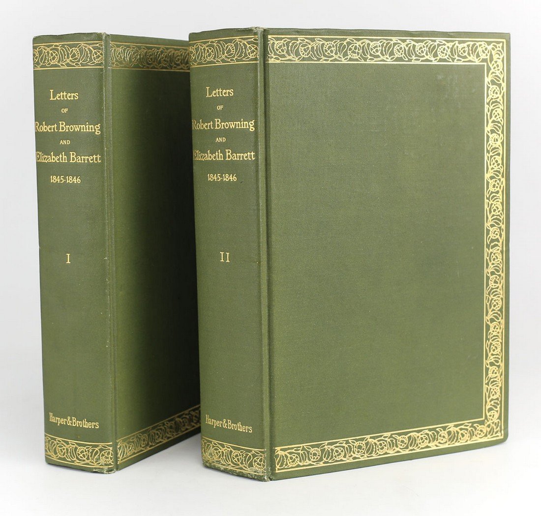 Letters Robert Browning & Elizabeth Barrett Barrett: Browning, Robert & Elizabeth Barrett 'The Letters of Robert Browning & Elizabeth Barrett Barrett 1845-1846'. Harper & Brothers, London, 1989. 1st Edition hardback books w/ Green cloth boards and gold