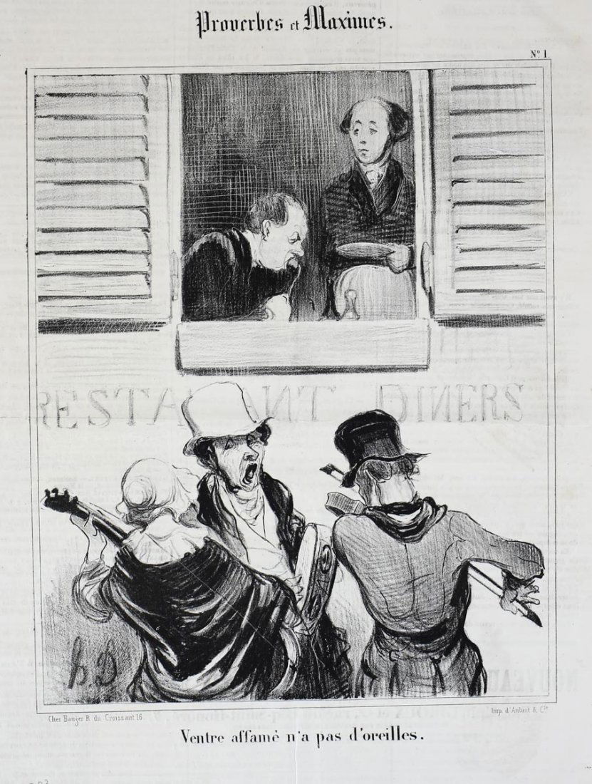 Daumier, Honore,  Lithograph Proverbes et Maximes No. 1 (1 of 3)