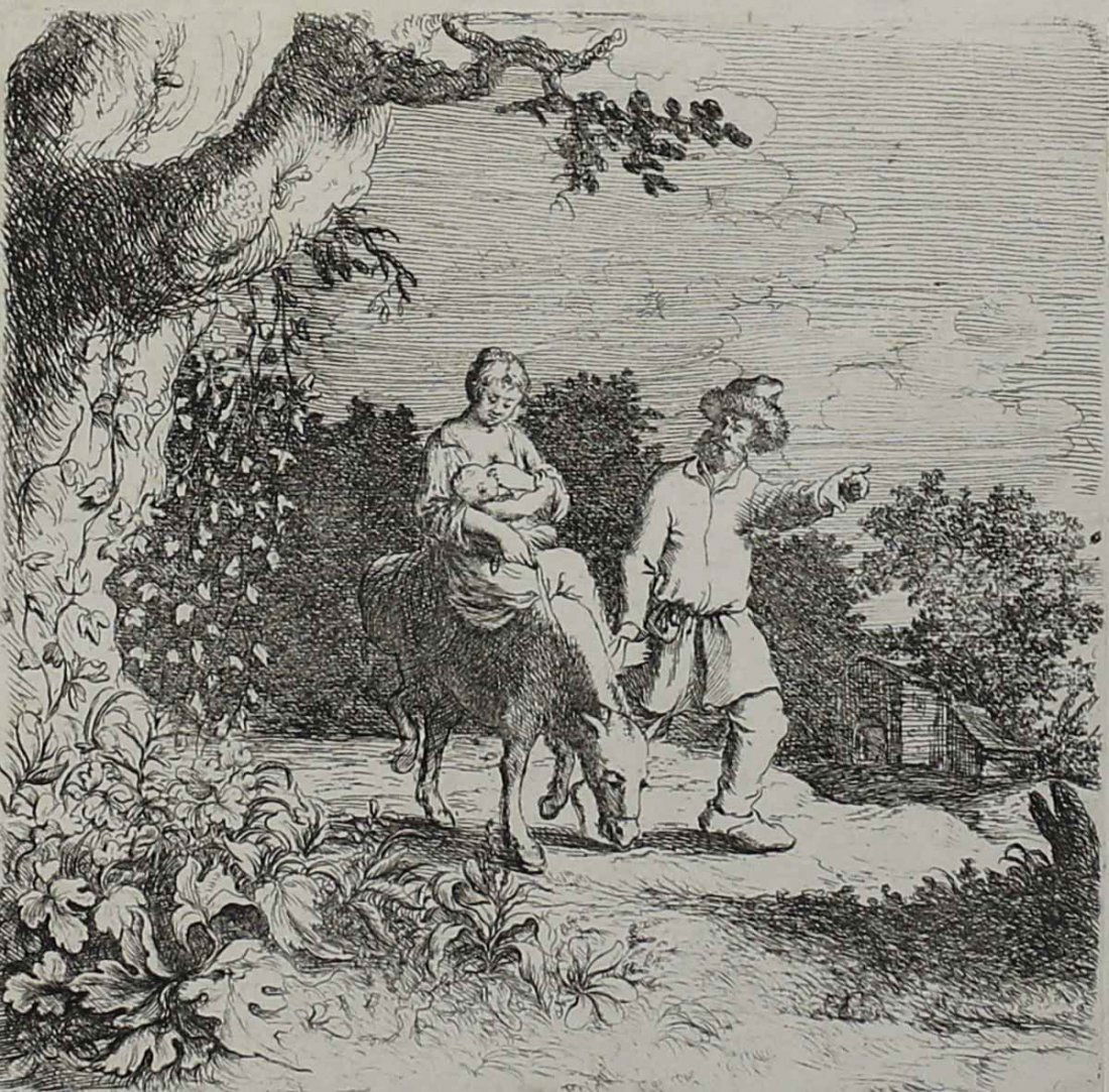 Ottley, William Young etching Flight into Egypt: Ottley, William Young (British) after Willem Basse (Dutch) Black and white etching on wove paper. 'Flight into Egypt'. From 'A Collection of Thirty-Nine Fac-Similes of Rare Etchings, by Celebrated Pai
